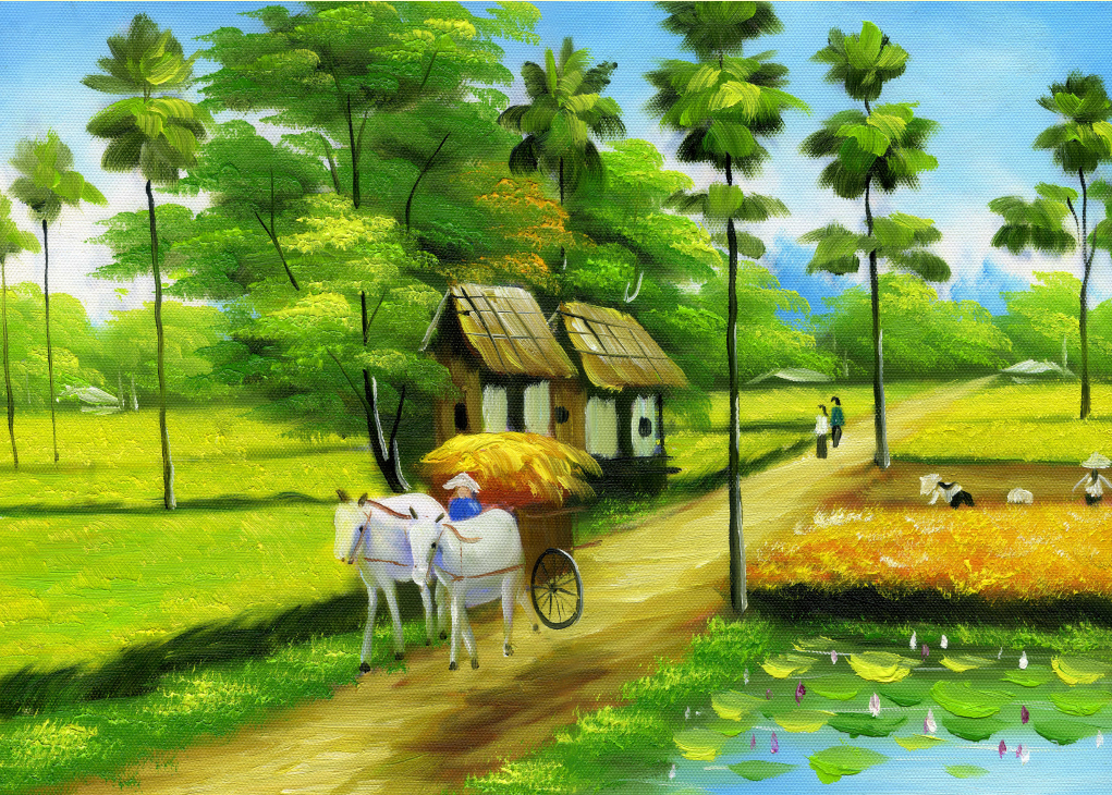 [Deal quà tặng] Tranh dán tường 3d đồng quê