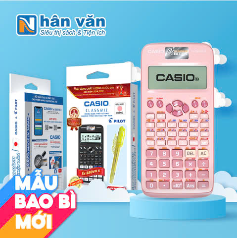 Máy Tính CASIO FX580VN X-PK - Màu Hồng + 2 Bút Bi Pilot BP-1RT - Mực Xanh