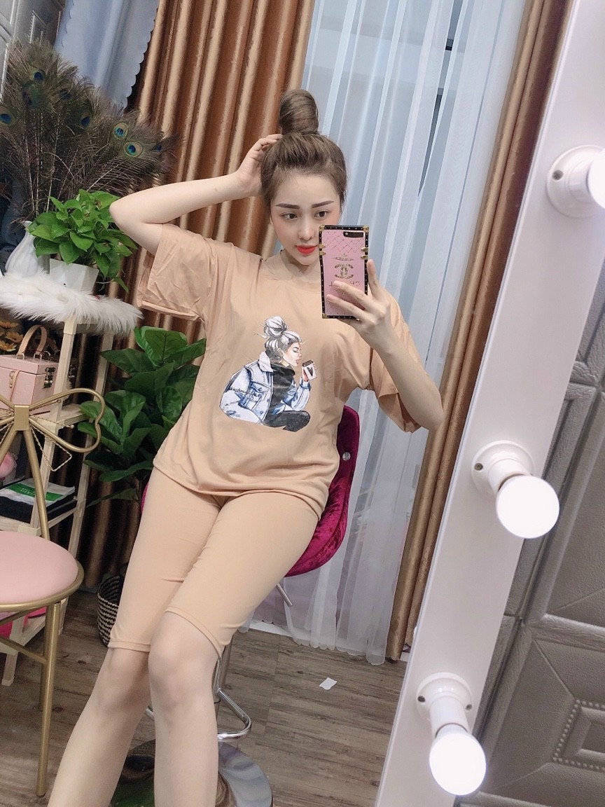 Bộ đồ lửng chất coton áo from rộng y hình