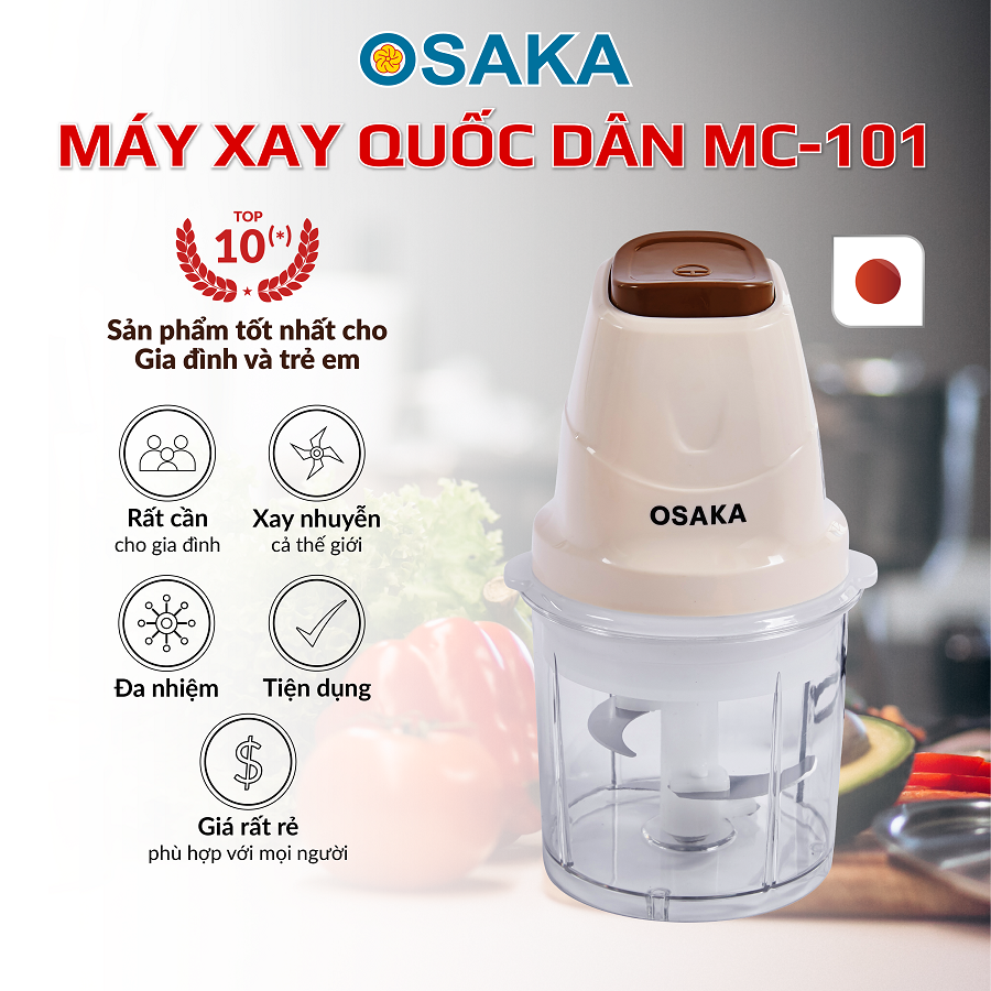 Máy Xay Thịt Mini Dung Tích 0.7L Công Suất 200W – Xay Cháo Cho Bé, Gia Vị, Trái Cây – OSAKA MC-101