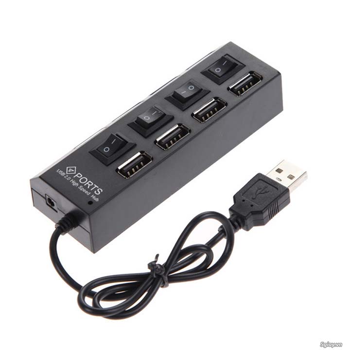 Bộ chia usb từ 1 ra 4 usb có công tắt 2.0 (hub usb dùng cho laptop, PC,...)