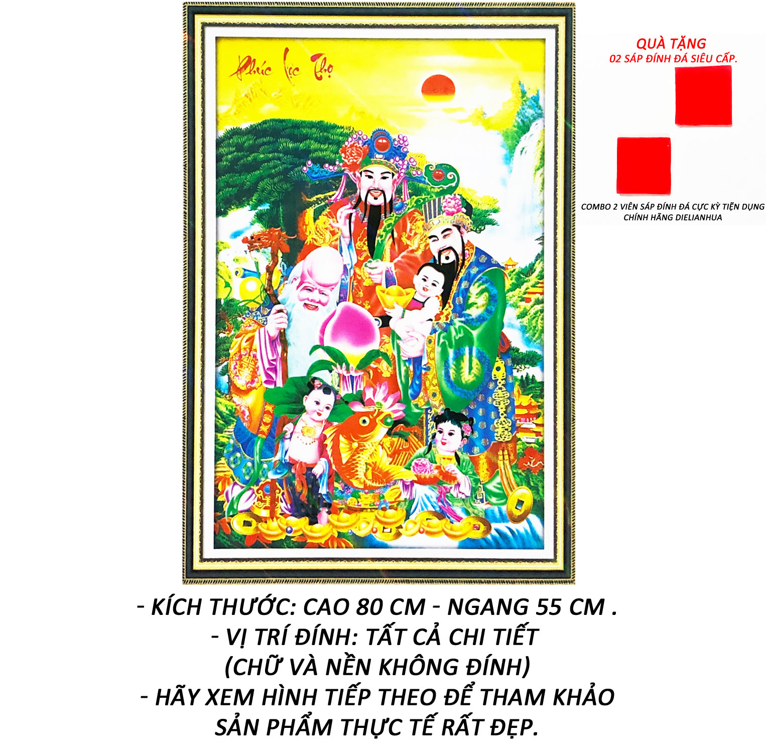 Tranh Đính Đá Tự Làm - Phúc Lộc Thọ Báo Hỷ 28 (Kèm Quà Tặng)- Tranh Minh Hiền (TỰ ĐÍNH ĐÁ)