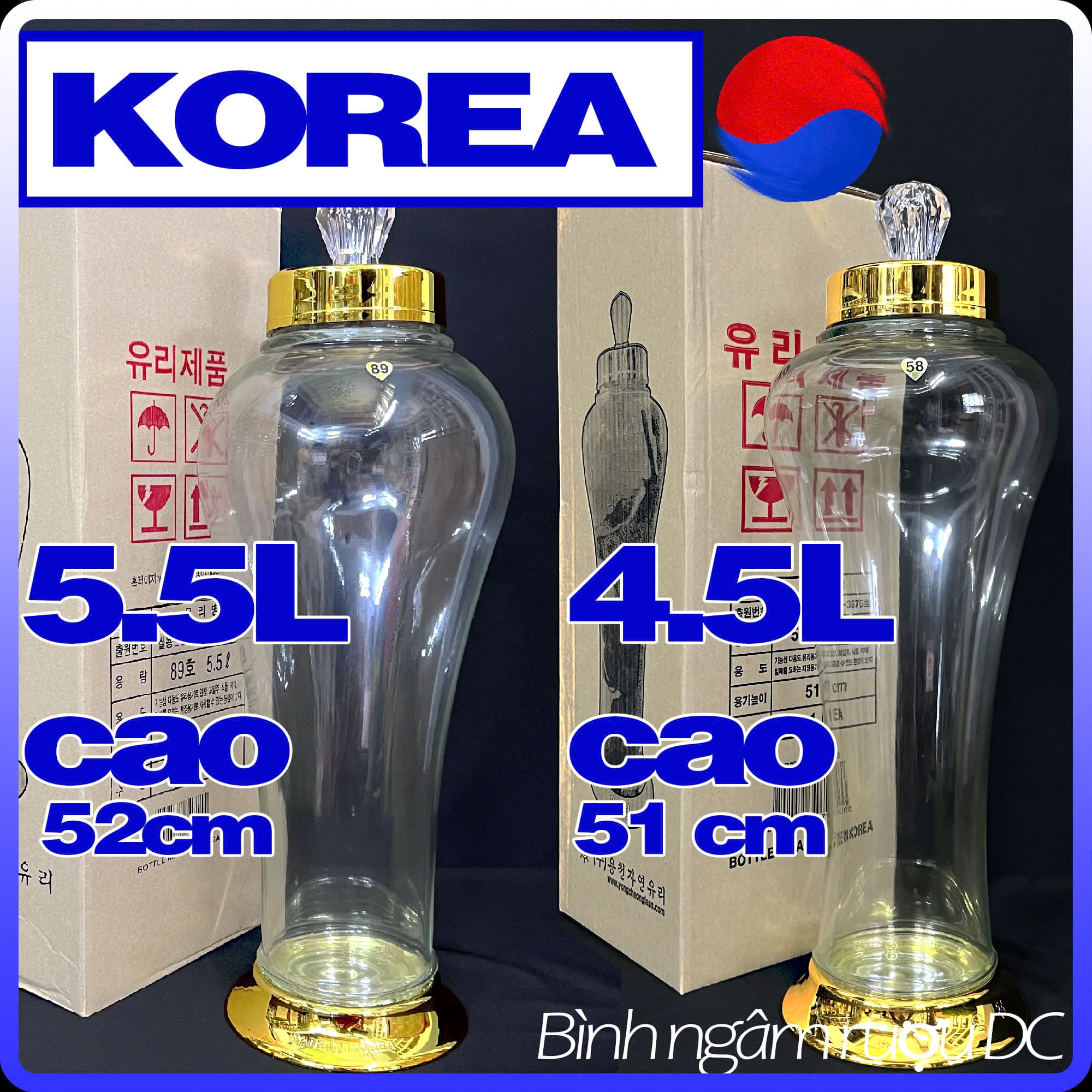 Bình Thuỷ Tinh Hàn Quốc Yongcheon BẦU TRÊN 3L / 3.5L / 4.5L / 5.5L