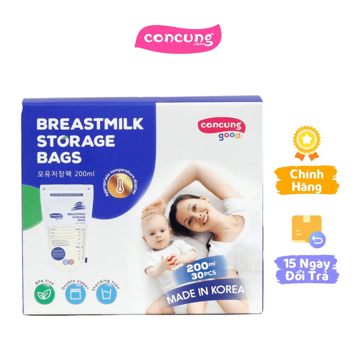 Túi trữ sữa ConCung Good 200ml (30 túi/hộp)