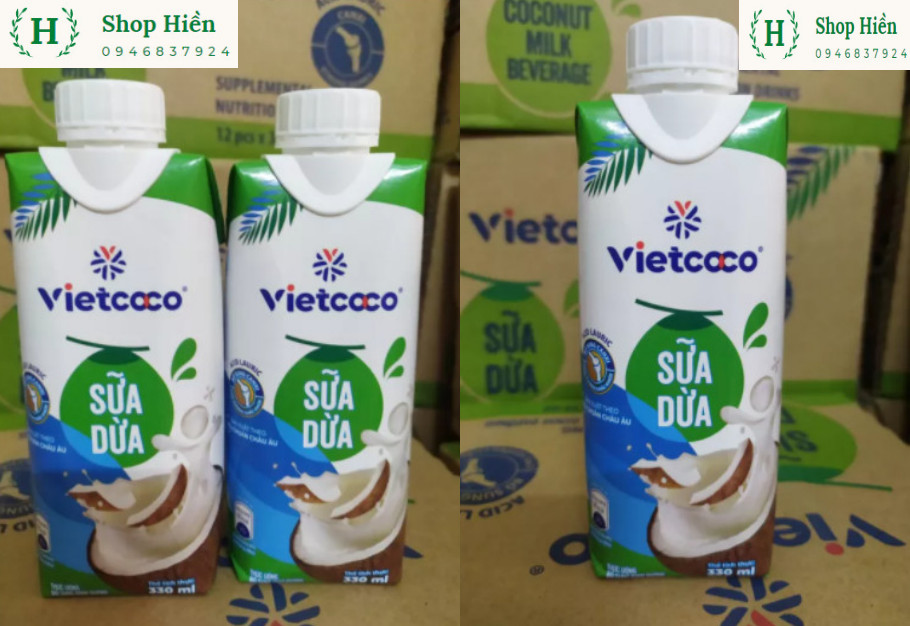 Thùng 12 hộp sữa dừa Vietcoco hộp 330ml (Hàng chính hãng)