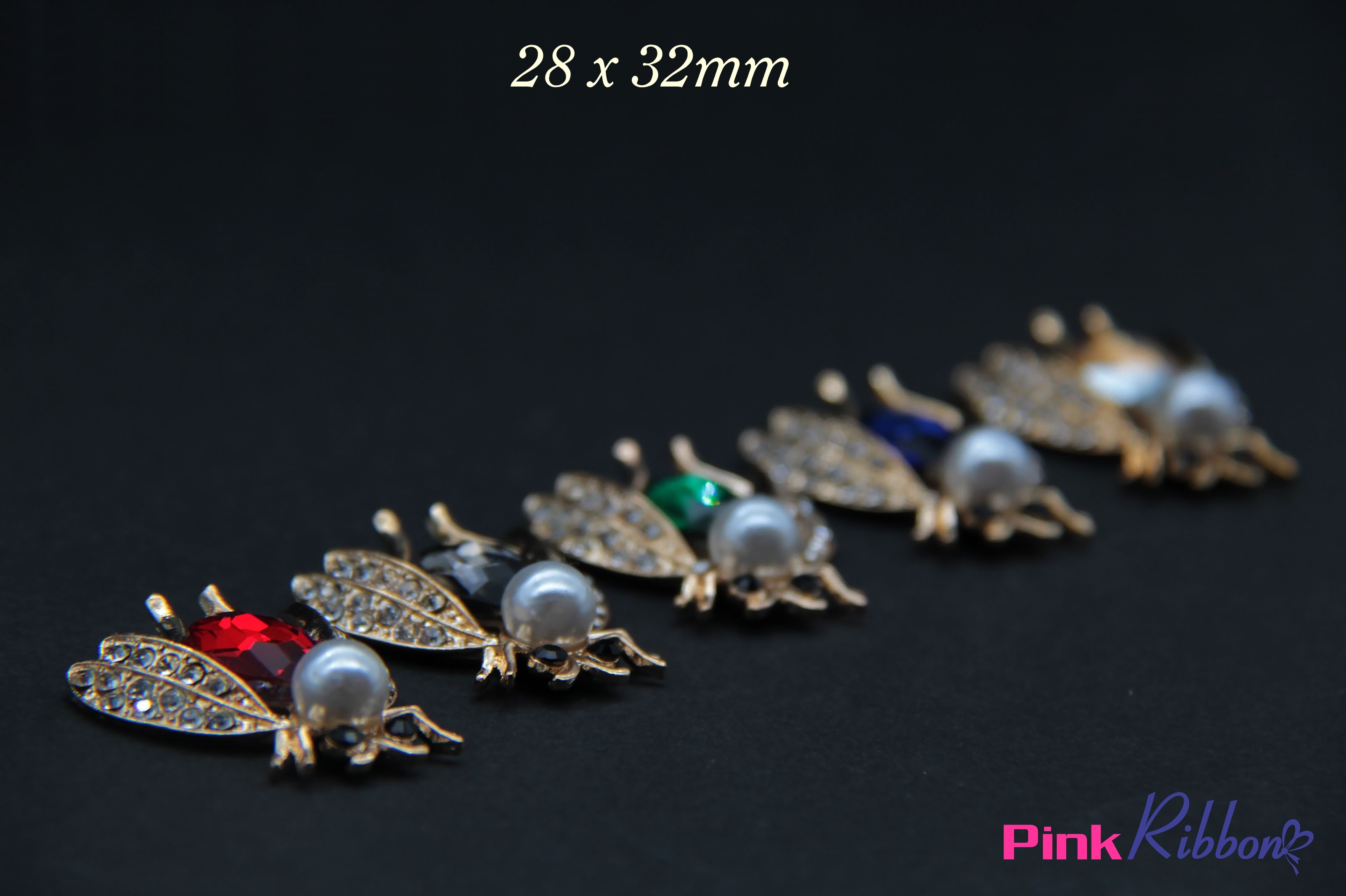Charm ong cánh đính đá 2.8 x 3.2cm