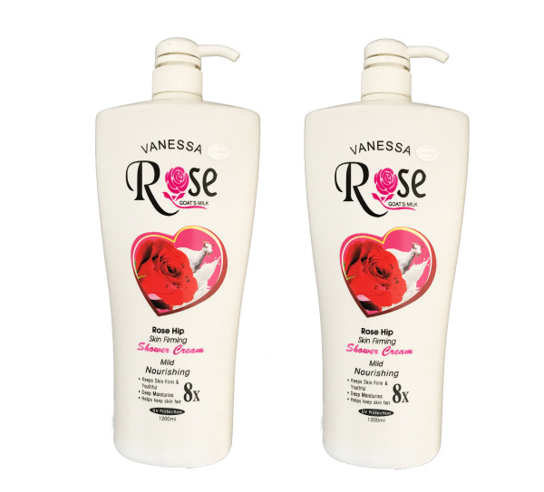 Combo 2 chai Sữa Tắm Dê Cao Cấp ngăn tia UV Elizamosa Rose 8x Goats Milk Shower Cream 1200ml Hương hoa hồng - PYT Shop