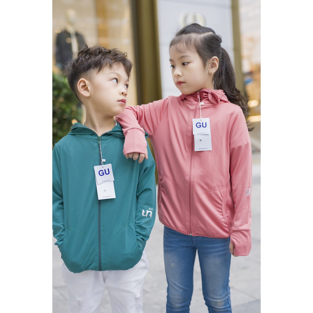 Áo chống nắng GU CHO BÉ 15 - 35kg, mềm, mát, thoáng khí