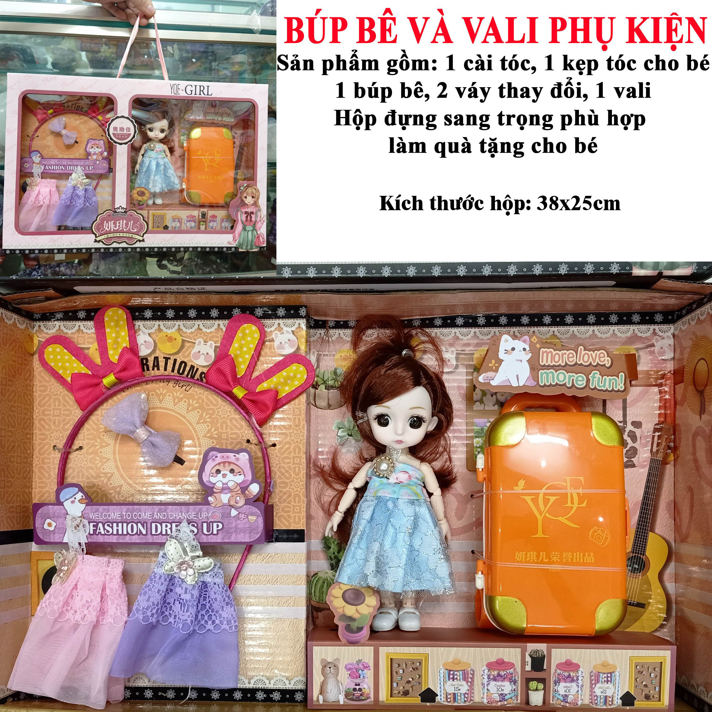 Bộ hộp búp bê cao cấp - Búp bê công chúa - Búp bê thời trang cho Bé