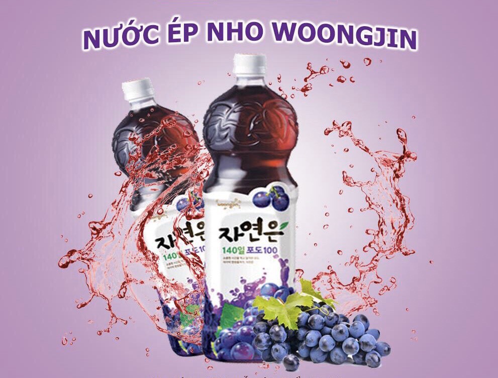 NƯỚC ÉP NHO WOONGJIN - 1,5 Lít - Hàn Quốc