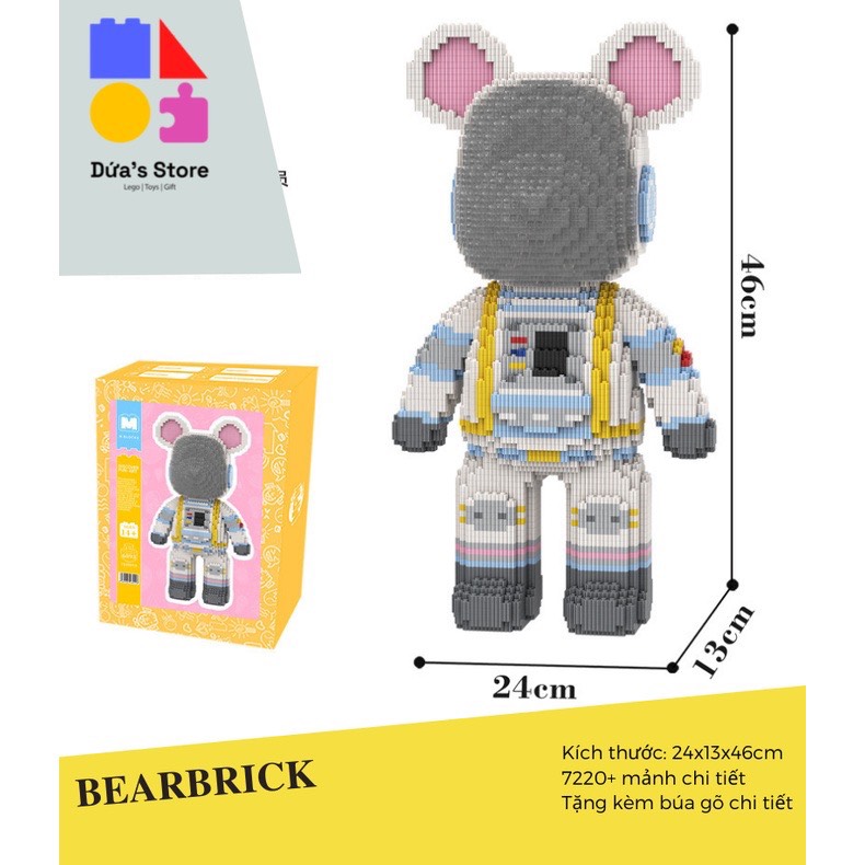 đồ chơi lắp ráp gấu bearbrick 46cm MPIN TẶNG búa đèn