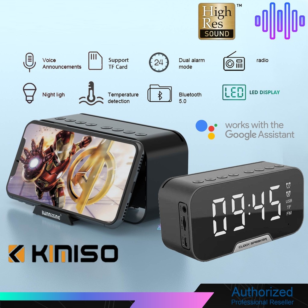 Loa Bluetooth Kiêm Đồng Hồ K10 Mặt Gương Hiển Thị Đèn Led - Giá Đỡ Điện Thoại - Đồng Hồ Báo Thức Chất Lượng Âm Thanh Cao Chống Ồn Và Tăng Cường Âm Bass