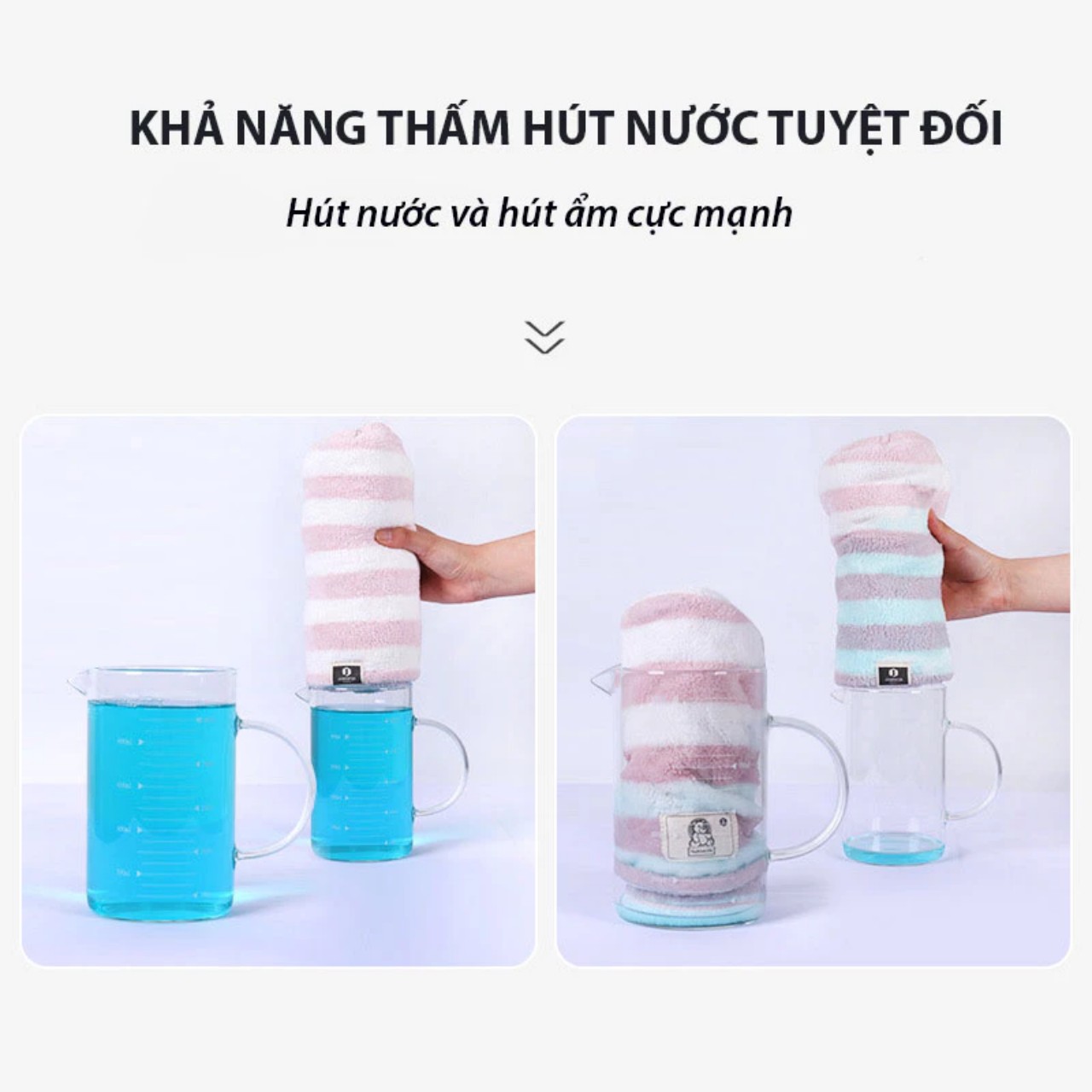 Khăn Quấn Ủ Tóc, Khô Tóc Siêu Tốc ( 100% vải cotton siêu thấm hút, mềm mịn)