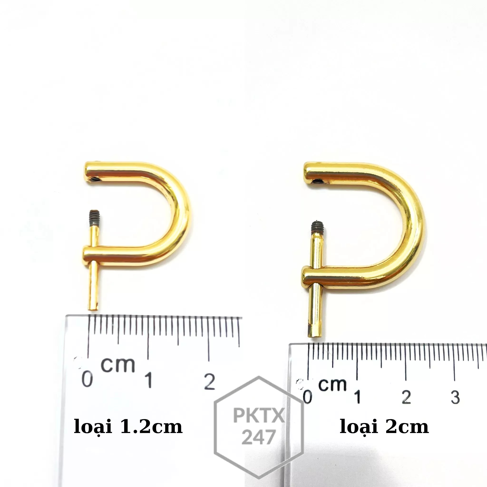 Khoen D gắn quai túi xách có chốt tháo dời (2cm, 1.2cm)