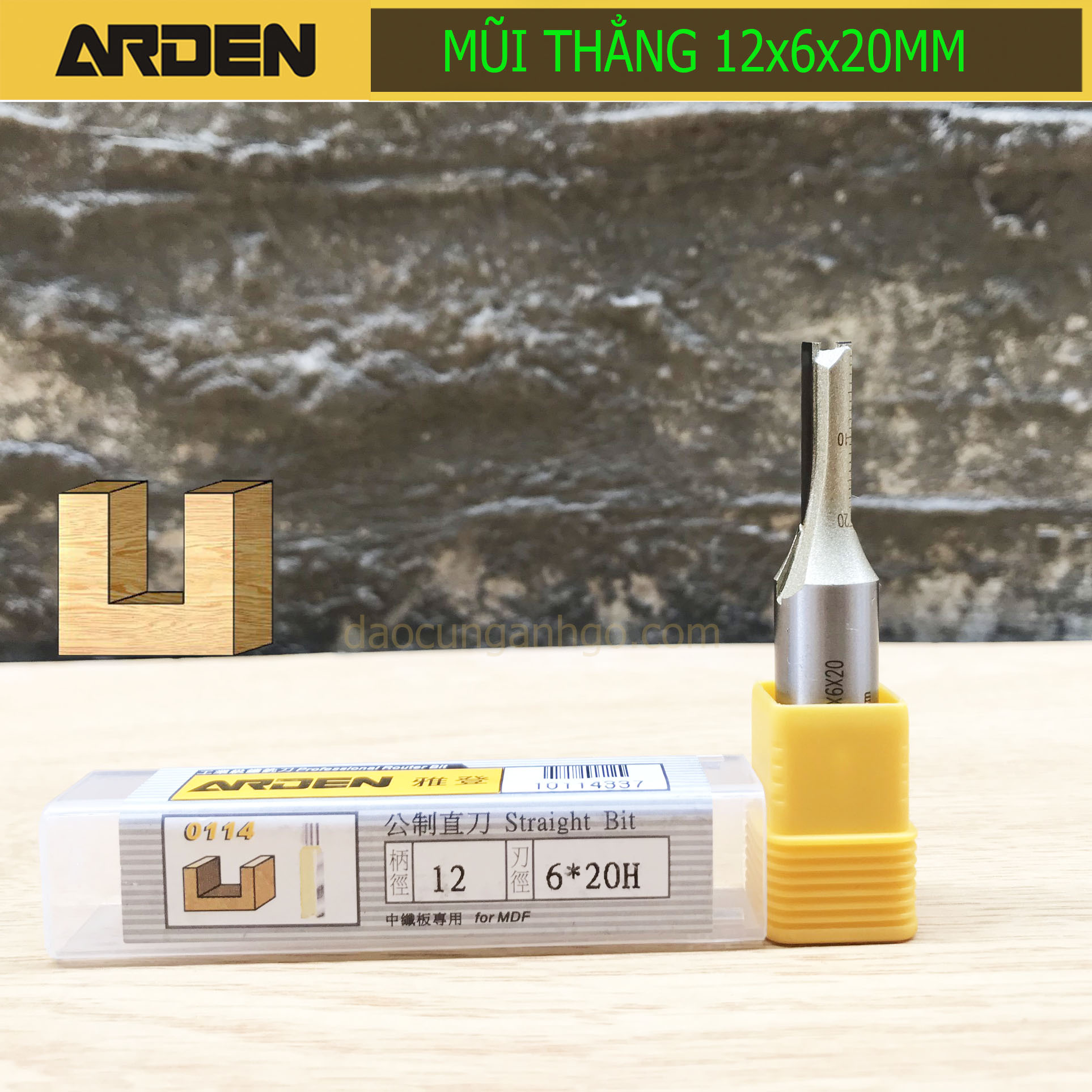 [HCM]Mũi Router thẳng ARDEN 6-12mm Cốt 12mm