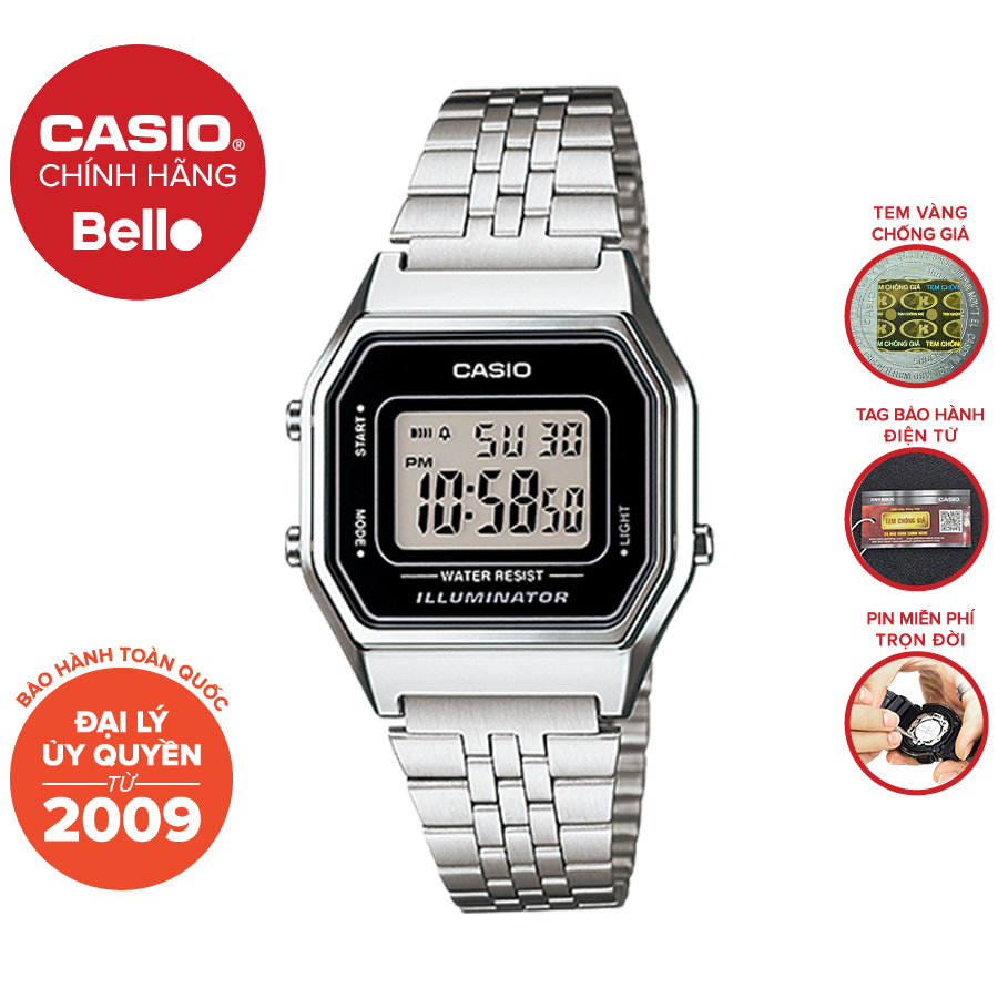Đồng hồ Casio Nữ LA680WA-1 bảo hành chính hãng 1 năm - Pin trọn đời