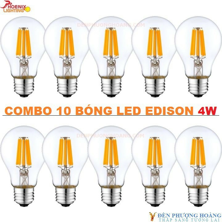 Combo 10 bóng đèn led edison A60