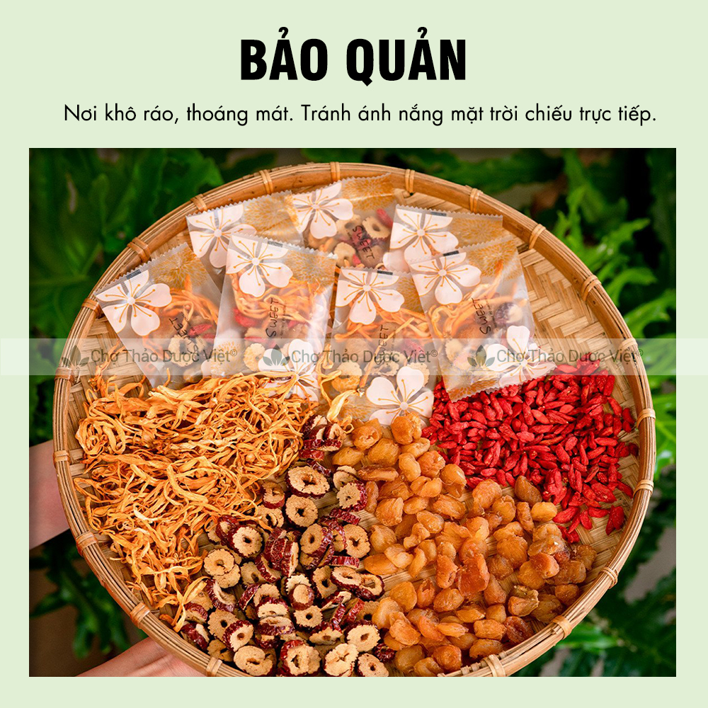 Set 5-10 gói trà đông trùng hạ thảo mix sẵn (Trà tứ vị bồi bổ sức khỏe, dưỡng nhan, tăng cường sức đề kháng)