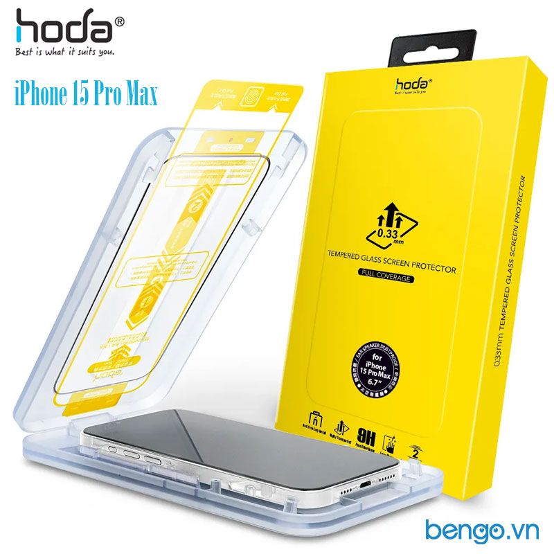 Dán Cường Lực IPhone 16 Pro Max/16 Pro/15 Pro Max/15 Pro/15 Plus/15/14/14 Plus/14 Pro/14 Pro Max/13/13 Pro/iPhone 13 Mini/iPhone 13 Pro Max HODA 2.5D Full Kèm Khung Dán