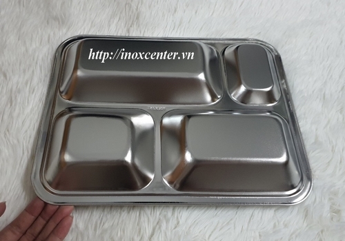KHAY CƠM INOX 4 NGĂN CẠN -INOX 304 (29X23X2.2 CM)