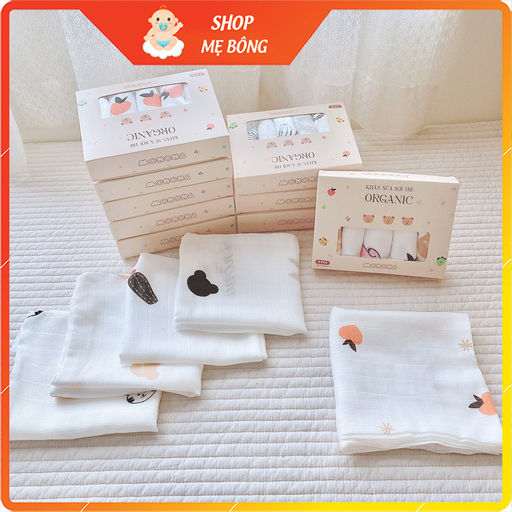 Set 5 khăn sữa sợi tre MONONA mềm mại kháng khuẩn và thấm hút tốt