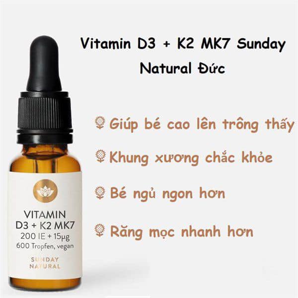 Vitamin d3 k2 mk7 sunday natural đức 20ml