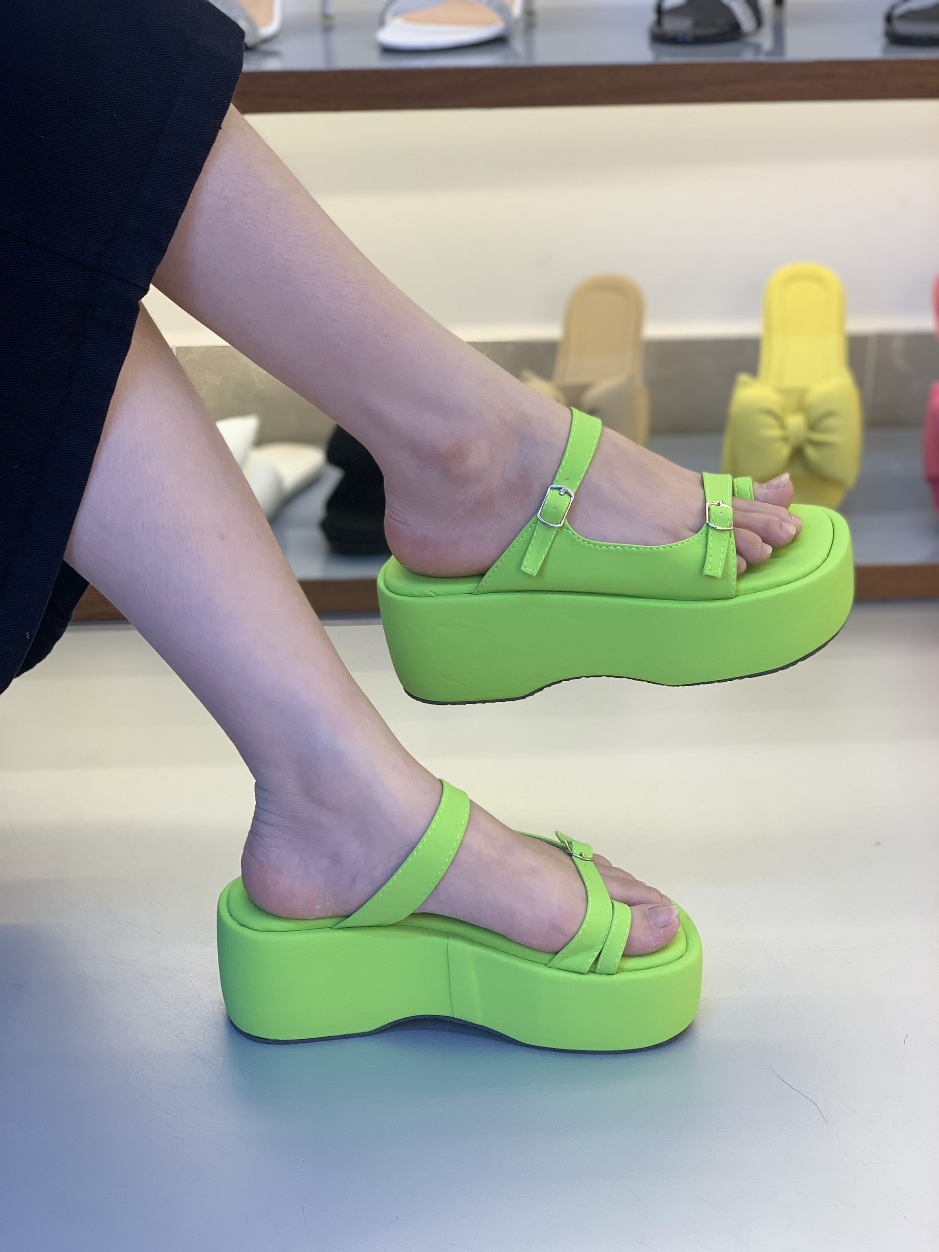 DÉP BÁNH MÌ ĐẾ SUỒNG GÓT CAO 7CM NHIỀU MÀU LỰA CHỌN