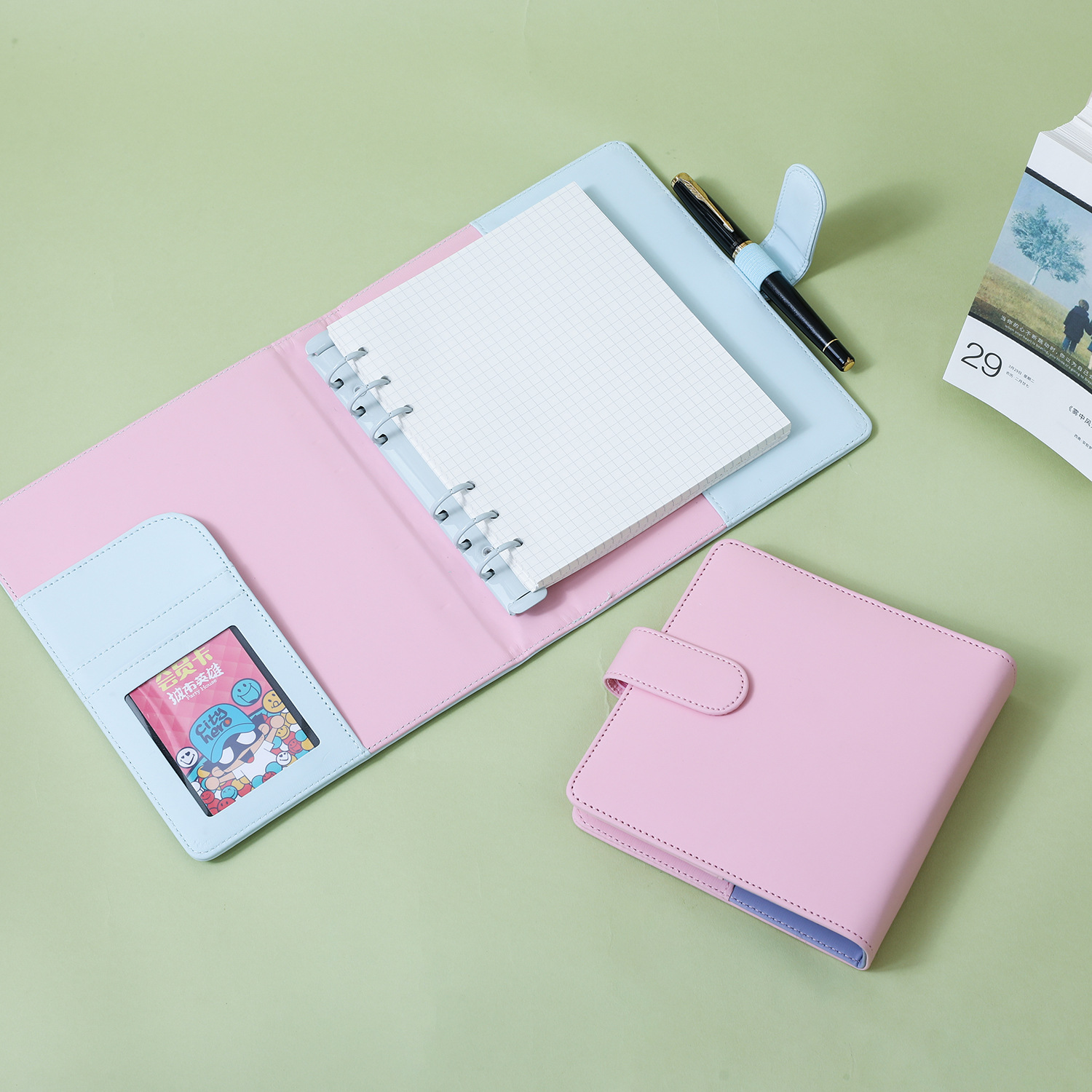 Sổ Planner da PU A6/A5 vuông màu Pastel