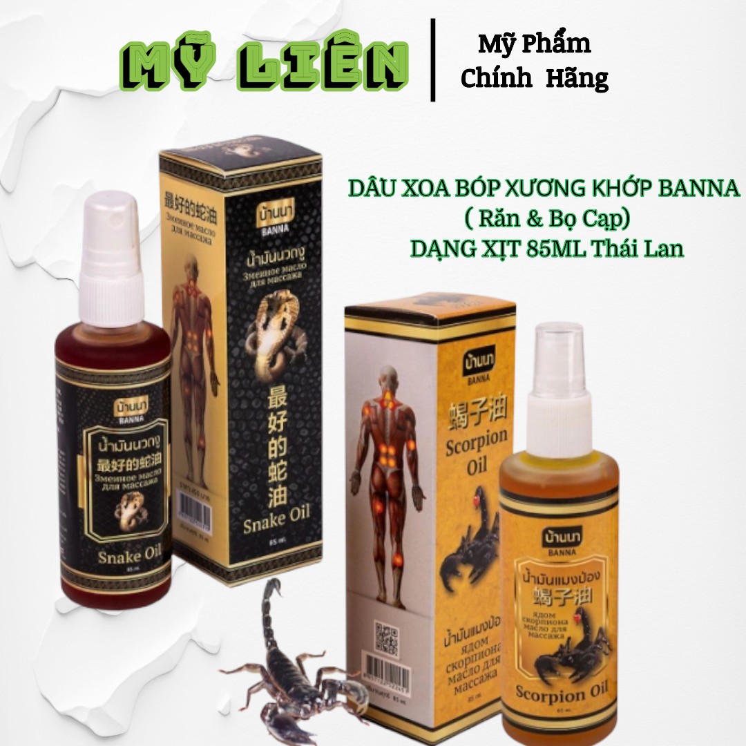 Dầu xoa bóp rắn - bò cạp banna thái lan dạng xit