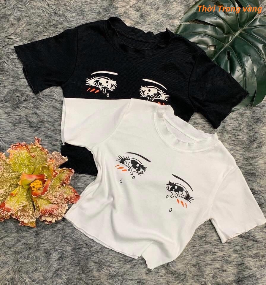 Áo croptop in hình đôi mắt ướt át TTSA0320