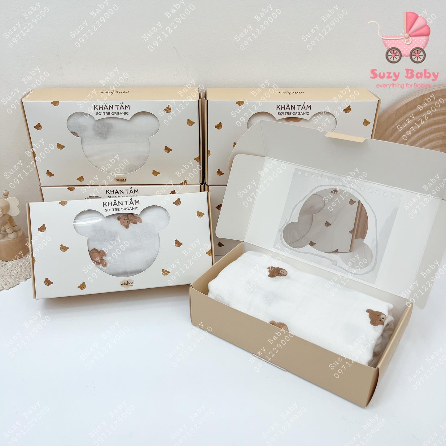 Khăn tắm xô sợi tre organic MOchee cho bé