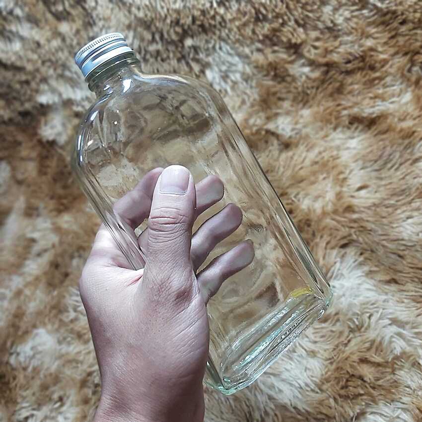 Chai Thủy Tinh Dẹp 500ML (combo 2 cái) vuông vát vai kiểu dẹt nắp nhôm - Vỏ Chai Thủy Tinh Dẹt - Chai Thủy Tinh 500ML - Bình Thủy Tinh Dẹp