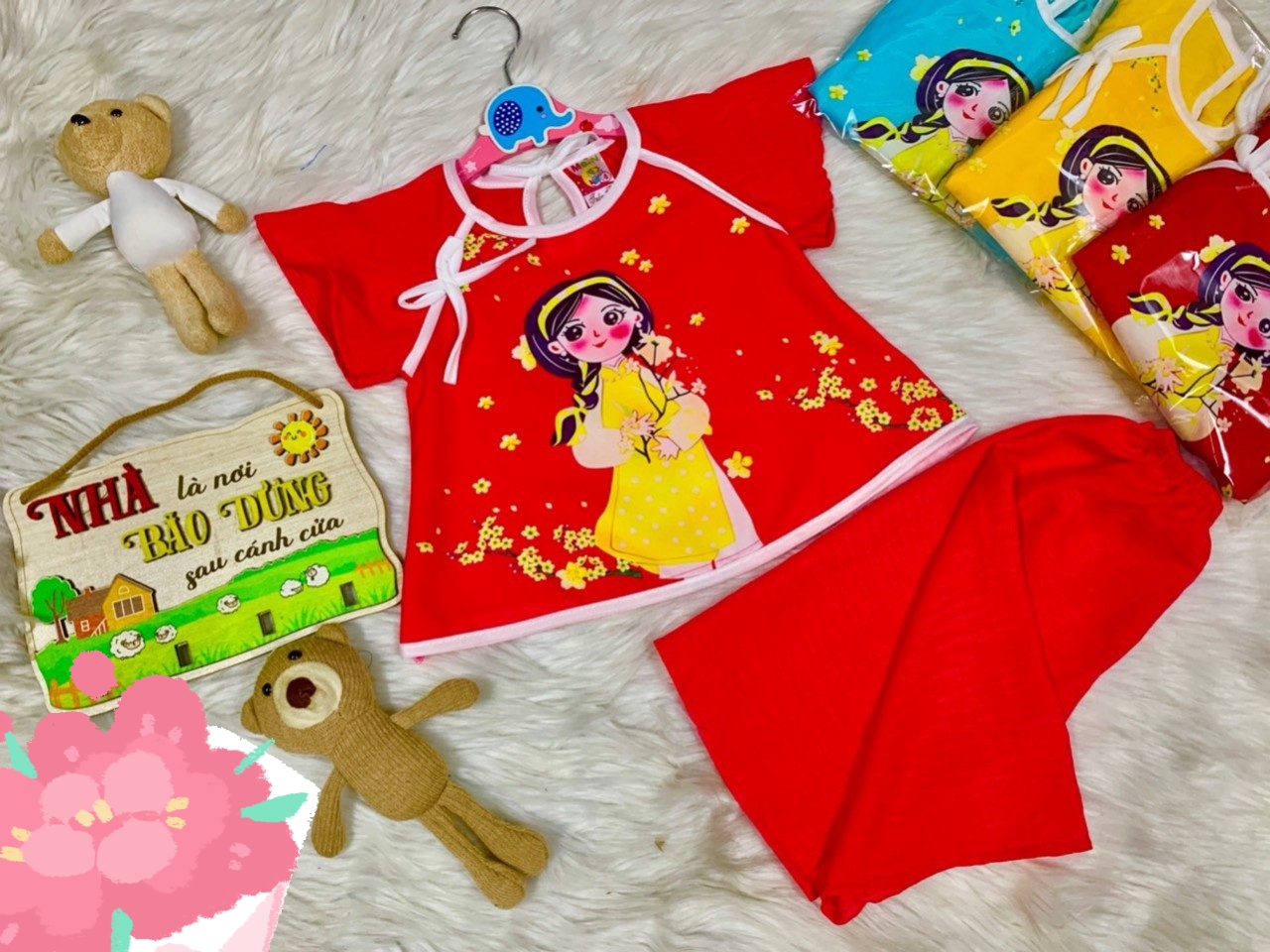 Bộ Đũi Vân Tay Lỡ Bé (6-14kg) ((giao màu ngẫu nhiên)