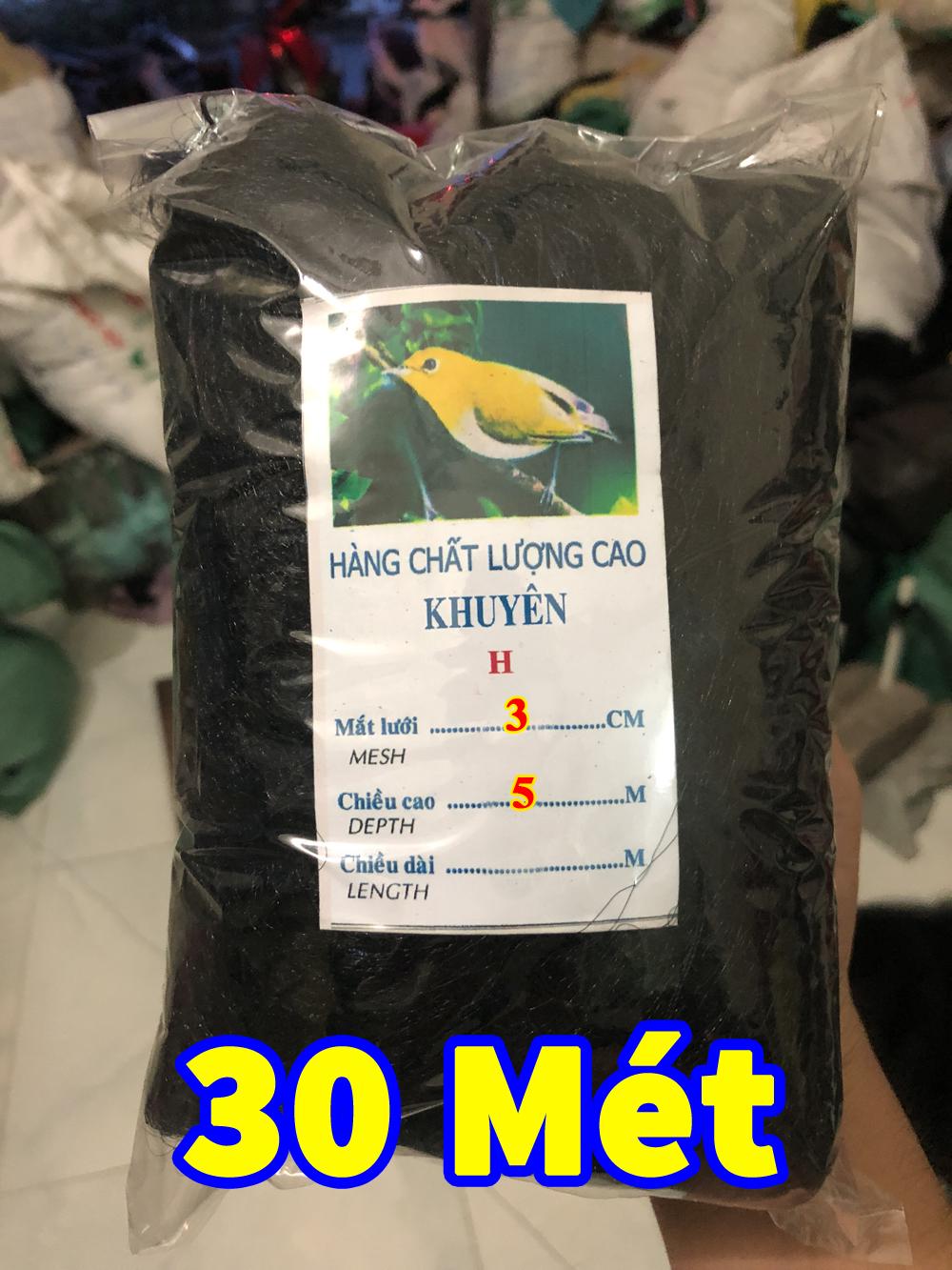 Lưới Bẫy Chim KHUYÊN, Chim Ri, Sắc Ô, Mắt 3 Phân Cao 5m 5 Dây 4 Túi, Dài 10m,20m,30m,40m,50m