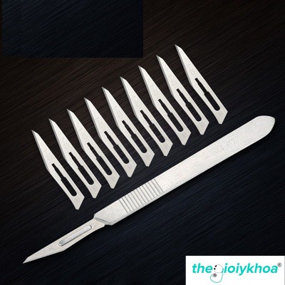 Combo cán dao mổ số 3 kèm 10 lưỡi dao số 11 Thegioiykhoa