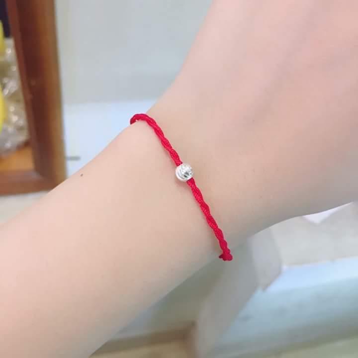 [HCM]Dây chỉ đỏ may mắn có bi Bạc Màu trắng mã DCĐMT374 - [Thái lán -  giá sốc ]