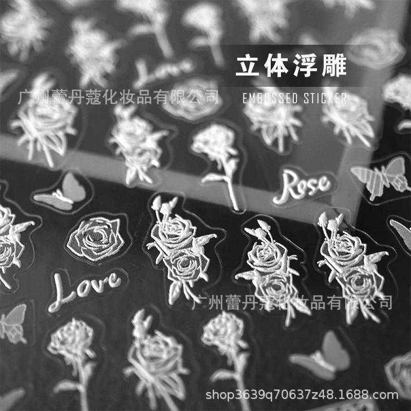 Sticker Dán Móng 5D Hoa Hồng Hot - TGN937