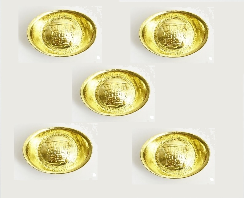 Combo 5 thỏi vàng thần tài đồng nguyên chất, nguyên khối (đặc ruột) đồ phong thủy mang lại may mắn chiêu tài nạp lộc