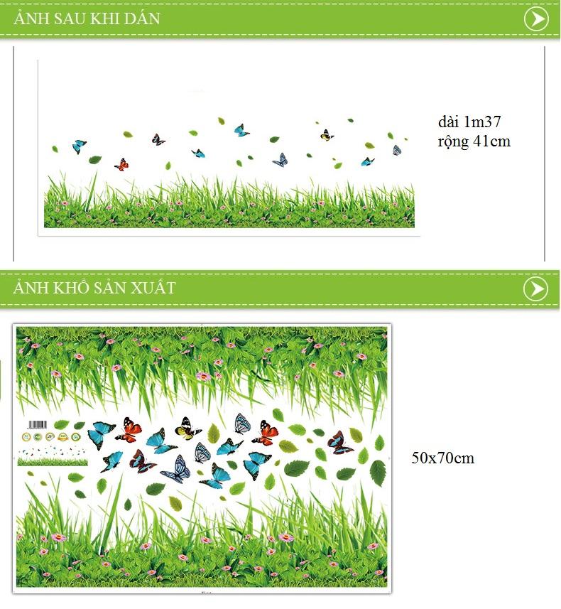 Decal dán tường chân tường cỏ xanh -A15-vivadecal