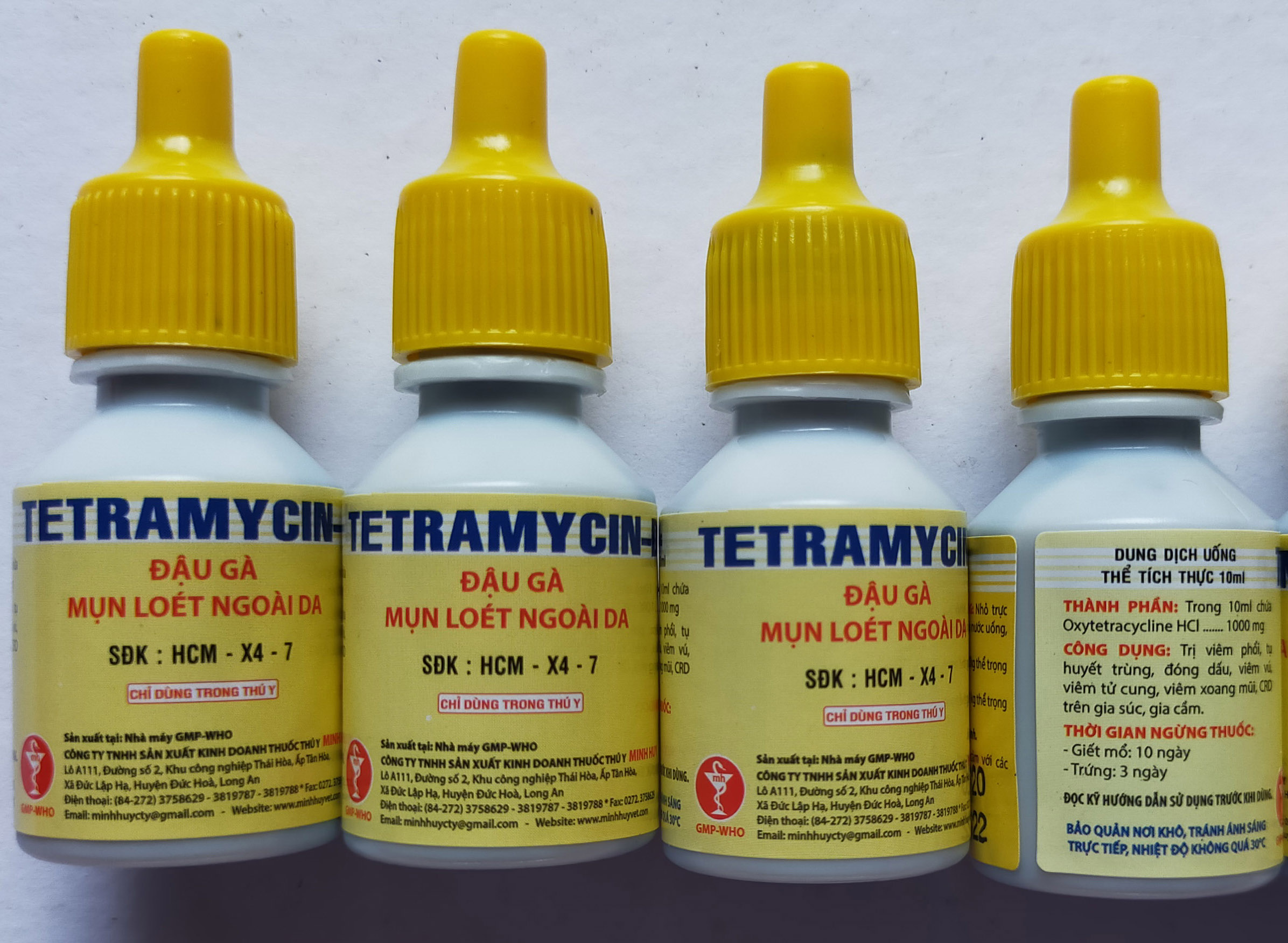 5 lọ Tetramycin - D 10ml Dùng cho đậu gà, mụn loét ngoài da cho gà đá, chim cảnh