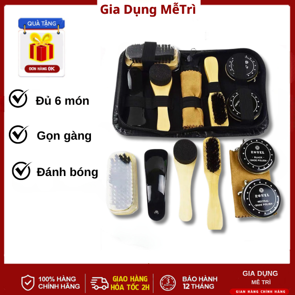 Bộ xi đánh giày - Bộ dụng cụ đánh giày 7 món kèm xi đánh tiện dụng
