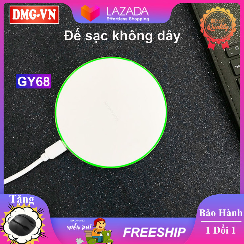 Đế Sạc Không Dây GY68 Thông Minh Cảm Ứng Siêu Mỏng Siêu Nhẹ Wireless Charger Sạc Nhanh Qi Có Đèn Led Chất Liệu Hợp Kim Cao Cấp Xài Cho Điện Thoại Có Chức Năng Sạc Không Dây