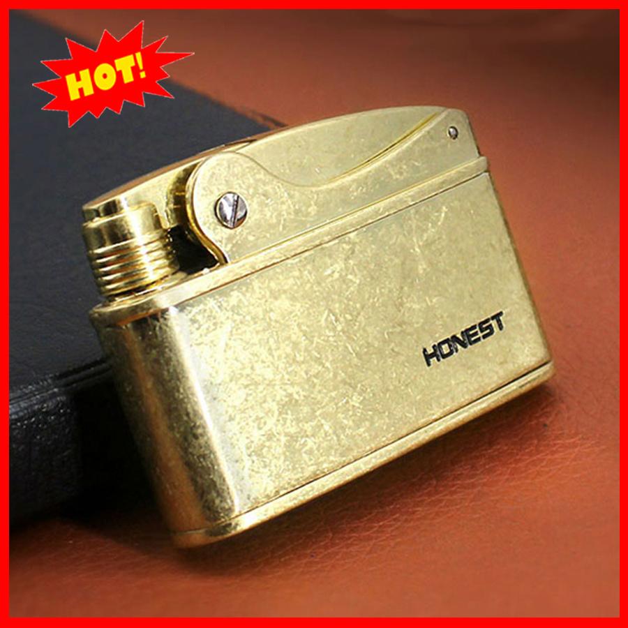Hộp Quẹt Bật Lửa Cần Cối Xăng Đá Honest BCZ 214A Đúc Bằng Đồng Nguyên Khối Cao Cấp