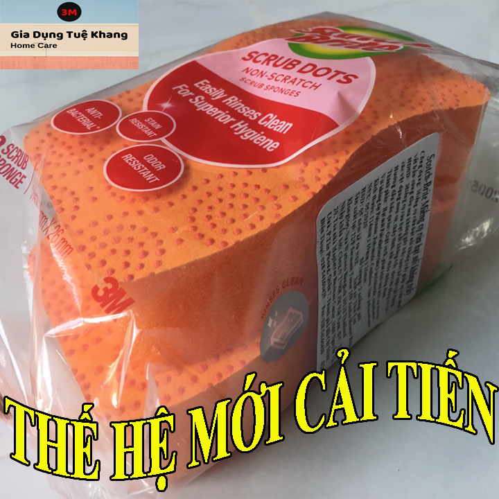 [HCM]Miếng rửa chén Scotch Brite thế hệ mới - Hạt nổi không gây trầy xước (gói 2 miếng) miếng rửa chén