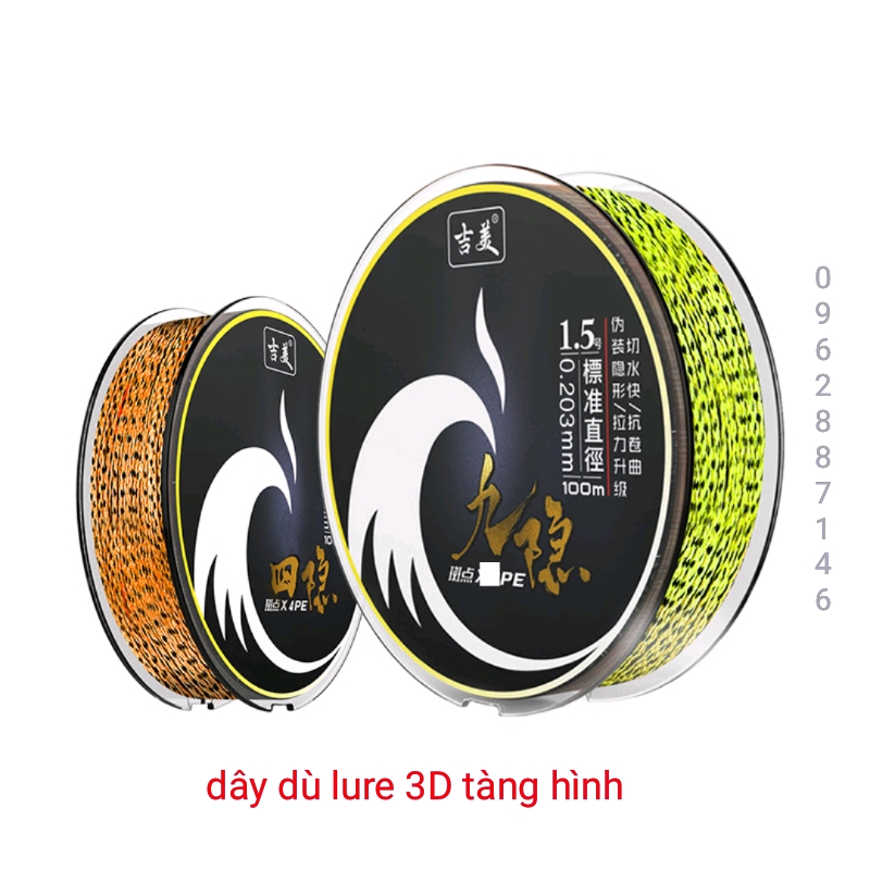 dây dù câu cá dù câu lure 3D x4 tàng hình siêu tải