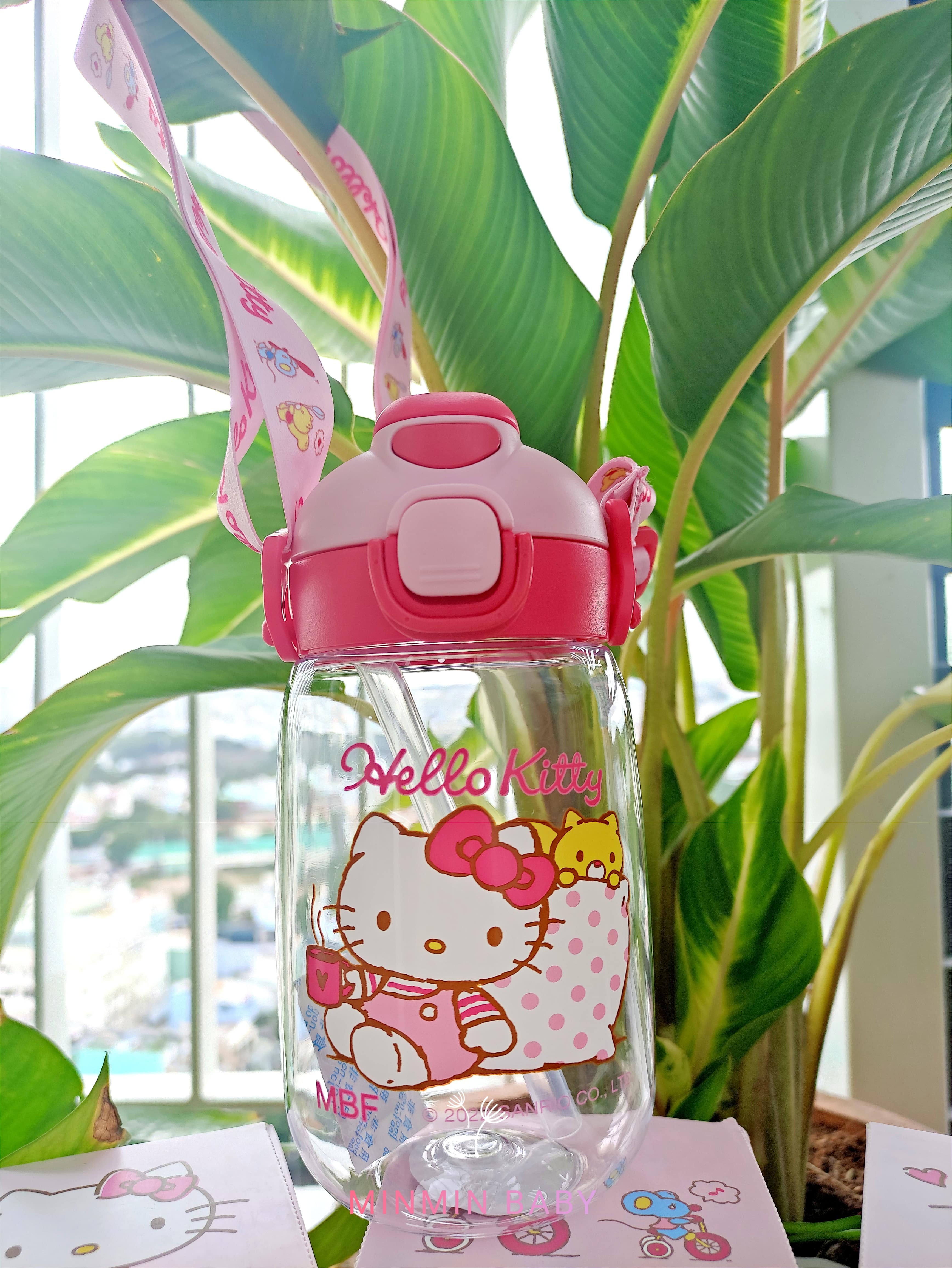 Bình Nước Dây Đeo Nhựa Tritan Kitty Cho Bé