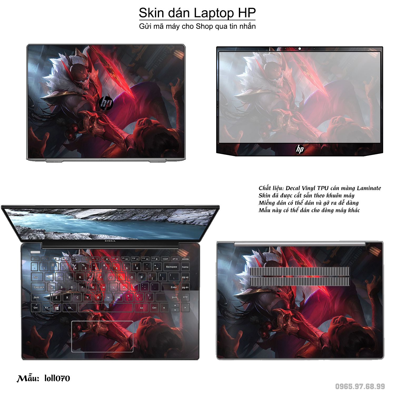 Decal Skin dán Laptop HP mẫu Liên Minh Huyền Thoại (inbox mã máy cho shop)