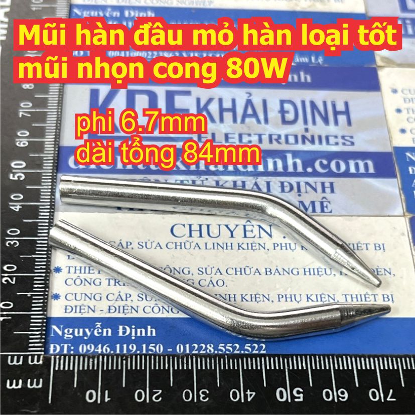 Mũi hàn đầu mỏ hàn loại tốt mũi nhọn cong 40w / 60w / 80w / 100w kde2384