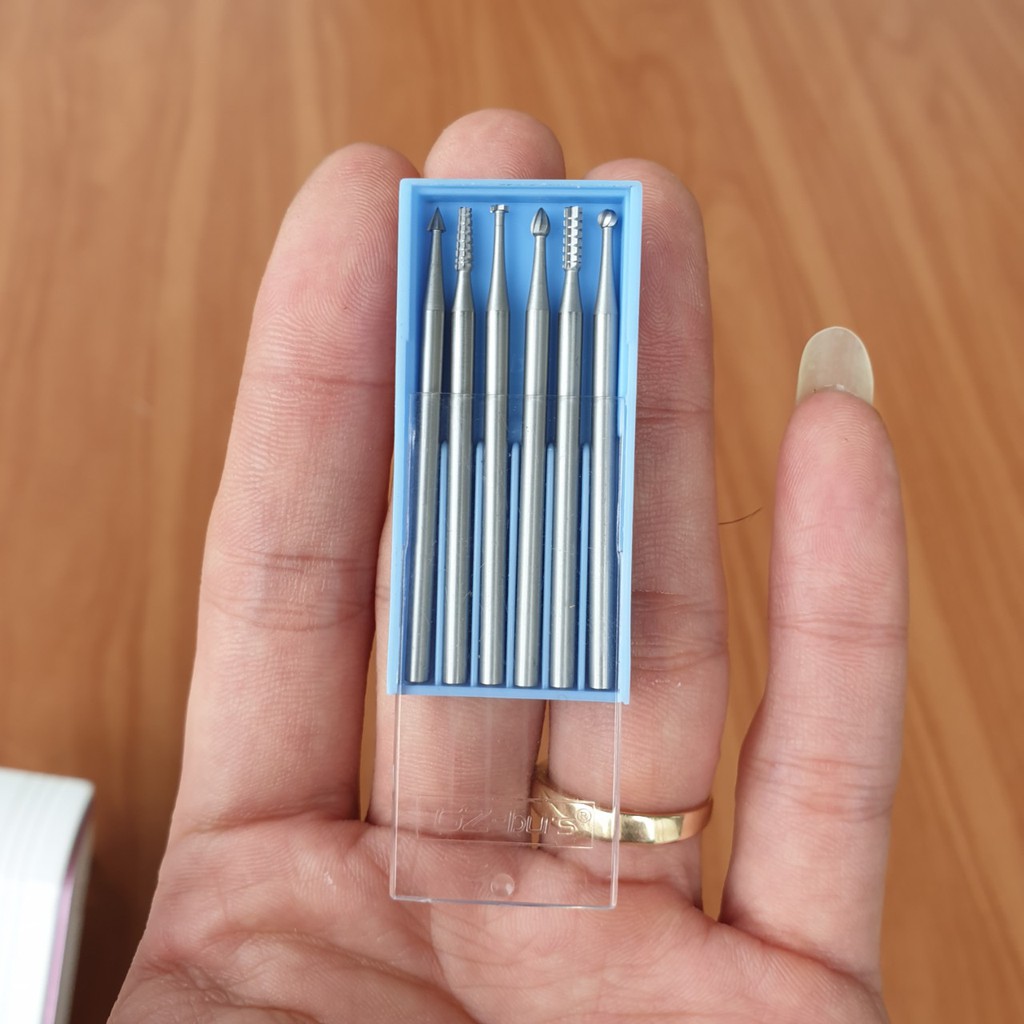 6 mũi mài khắc tỉa gỗ làm chi tiết nhỏ cân cán 2.35mm đầu 2.35mm hàng cao cấp