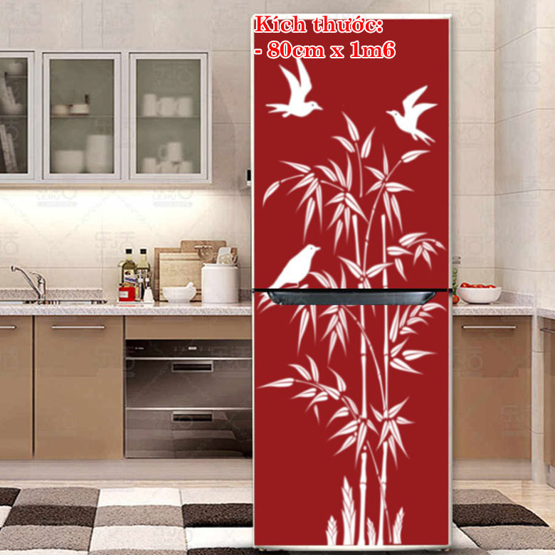 [HCM]Decal dán trang trí tủ lạnh mẫu cây trúc chất liệu cao cấp độ phai màu trên 10 năm